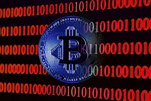 Cryptocurrency Symbol Prints: Bitcoin with binary code