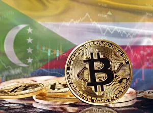 Prints of Bitcoin with Comorian flag in the background. Investors in cryptocurrency and Blockchain Technology in Comoros, Concept Comoros Prints: Bitcoin with Comorian Flag Print - Blockchain in Comoros