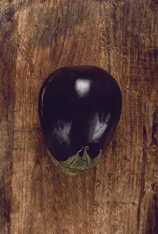 Close Up Vegetable Images Prints: Black eggplant, spherical shape