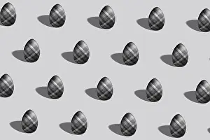 Colorful Abstract Artwork Prints: Black and Silver Minimal Easter Egg Print