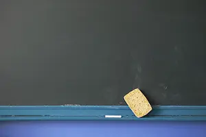 Deserted Classroom Prints: Blackboard and sponge