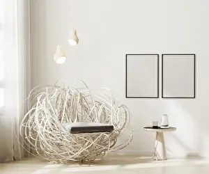 Modern Interior Background Prints: Blank frame mock up in modern interior background