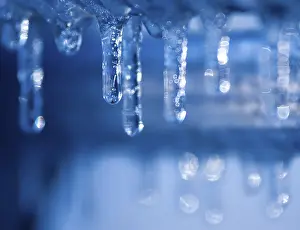 Deserted Frozen Lake Prints: Blue icicles