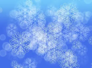 Winter Landscape Photography Prints: Blue snowflake background