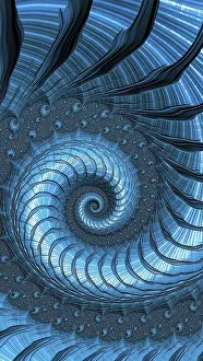 Deserted Blue Background Image Prints: Blue spiral background - abstract computer-generated image