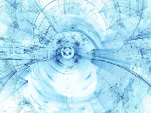 Digital Art Illustration Prints: Blurred white and blue background - abstract computer-generated image