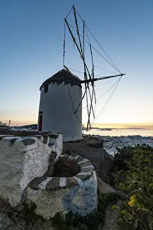 Aegean Sea Island Prints: Boni's Windmill at sunset