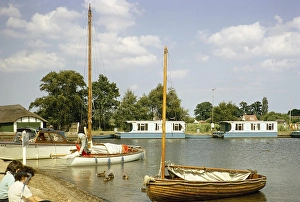 Hickling Broad Print: Boats in Norfolk Broads Landscape