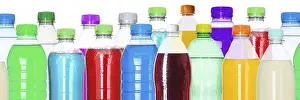 Colourful Drinks Prints: Bottles with colourful drinks, in a row