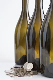 Empty Wine Bottles Prints: Three empty bottles of wine
