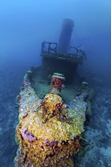 Uninhabited Caribbean Island Prints: Bow in front, bridge behind, funnel behind