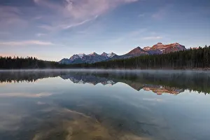 Canadian Rockies Landscape Prints: The Bow Range reflected in Herbert Lake at dawn