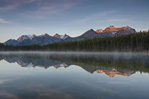 Canadian Rockies Landscape Prints: The Bow Range reflected in Herbert Lake at dawn