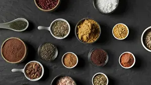 Diverse Spice Selection Prints: Bowls condiments table