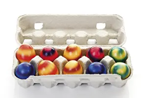 Colorful Easter Eggs Prints: Box of colored easter eggs