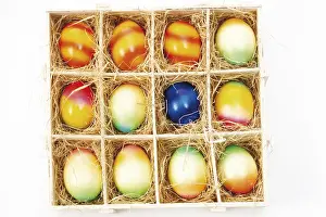 Christian Easter Traditions Prints: A box with painted Easter eggs
