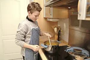 Kitchen Preparation Prints: Boy cooks
