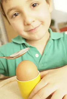 Boiled Egg Recipe Prints: Boy eats an egg