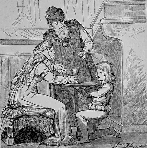 Historical Print: A Boy Becomes a Squire, Shield Bearer to a Knight