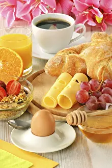 Breakfast Meal Prints: Breakfast with coffee, rolls, egg