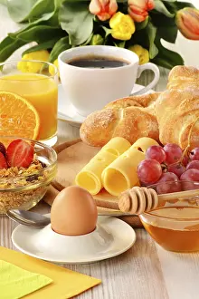 Breakfast Meal Prints: Breakfast with coffee, rolls, egg