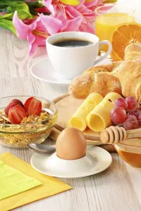 Breakfast Meal Prints: Breakfast with coffee, rolls, egg