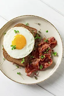 Close Up Breakfast Prints: Breakfast, fried egg with bacon