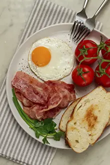 Fried Egg Details Prints: Breakfast, fried egg, bacon and bread