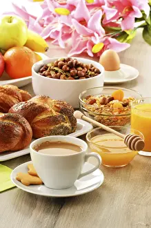 Breakfast With Coffee Prints: Breakfast including coffee, bread