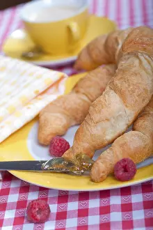 Close Up Breakfast Prints: Breakfast table with croissants