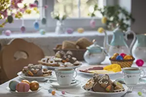 Sweet Treats On A Table Prints: Breakfast table with Easter eggs