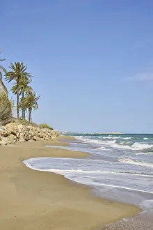 Spanish Coast Prints: Breaking waves on a sandy beach