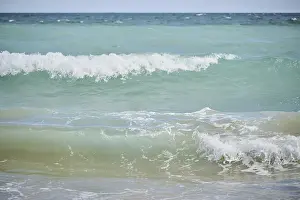 Spanish Coast Prints: Breaking waves on a sandy beach