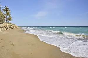 Spanish Coast Prints: Breaking waves on a sandy beach