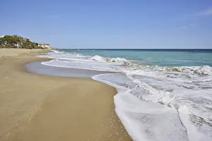 Southern Europe Beaches Prints: Breaking waves on a sandy beach