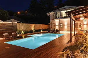 Framed Print : Night Poolside View Art Print Framed Print : Night Poolside View Art Print