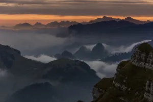 Bregenz Forest Scenery Prints: Bregenzerwald mountains with clouds below