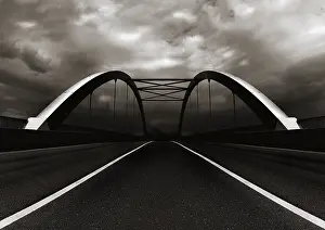 Cloudy Sky Germany Prints: Bridge in front of a cloudy sky