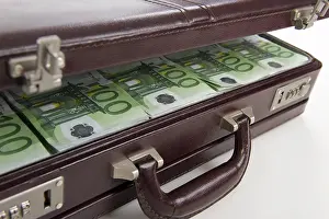 Briefcase Full Of Money Prints: Briefcase full of banknotes
