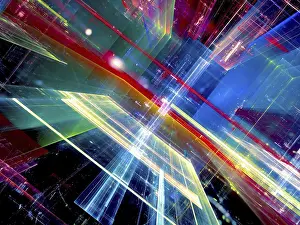 Colorful Digital Art Prints: Bright colored technology background - abstract computer-generated image