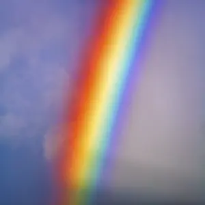 Overcast Sky Background Image Prints: Bright rainbow, segment in cloudy sky