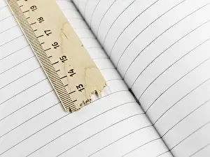 Deserted Classroom Scene Prints: Broken ruler over the exercise book