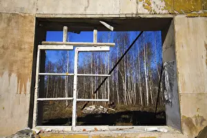 Framed Print : Collapsed House Print - Broken Window in Wall Framed Print : Collapsed House Print - Broken Window in Wall