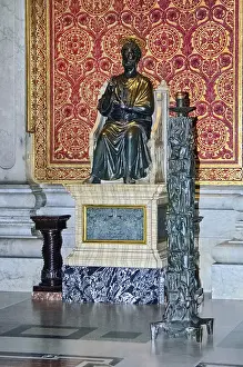 Prints of Bronze statue of Saint Peter on marble pedestal in St. Peter's Basilica, Vatican, Rome, Lazio, Italy Bronze statue of Saint Peter on marble pedestal in St Vatican City Prints: Bronze Statue of Saint Peter in St. Peter's Basilica Print