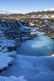 Scandinavian Winter Photography Prints: Bruarfoss, waterfall, snow