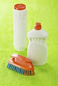 Cleanliness Studio Shot Prints: Brush with bottles