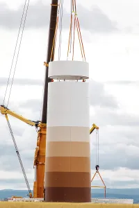 Alternative Energy Source Prints: Building and assembling a construction windmill by crane