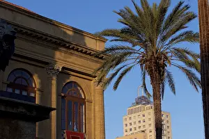 Prints of Part of the building, palm tree, Teatro Massimo, Opera House, Piazza Giuseppe Verdi, Palermo, Capital, Sicily, Italy Opera Prints: Teatro Massimo Print, Palermo, Sicily