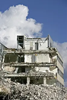 Building Rubble Prints: Building in the process of being torn down, debris