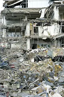 Building Rubble Prints: Building in the process of being torn down, debris